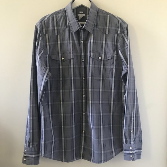 Club Monaco Heavy Cotton Check Western Shirt - Picture 2 of 7